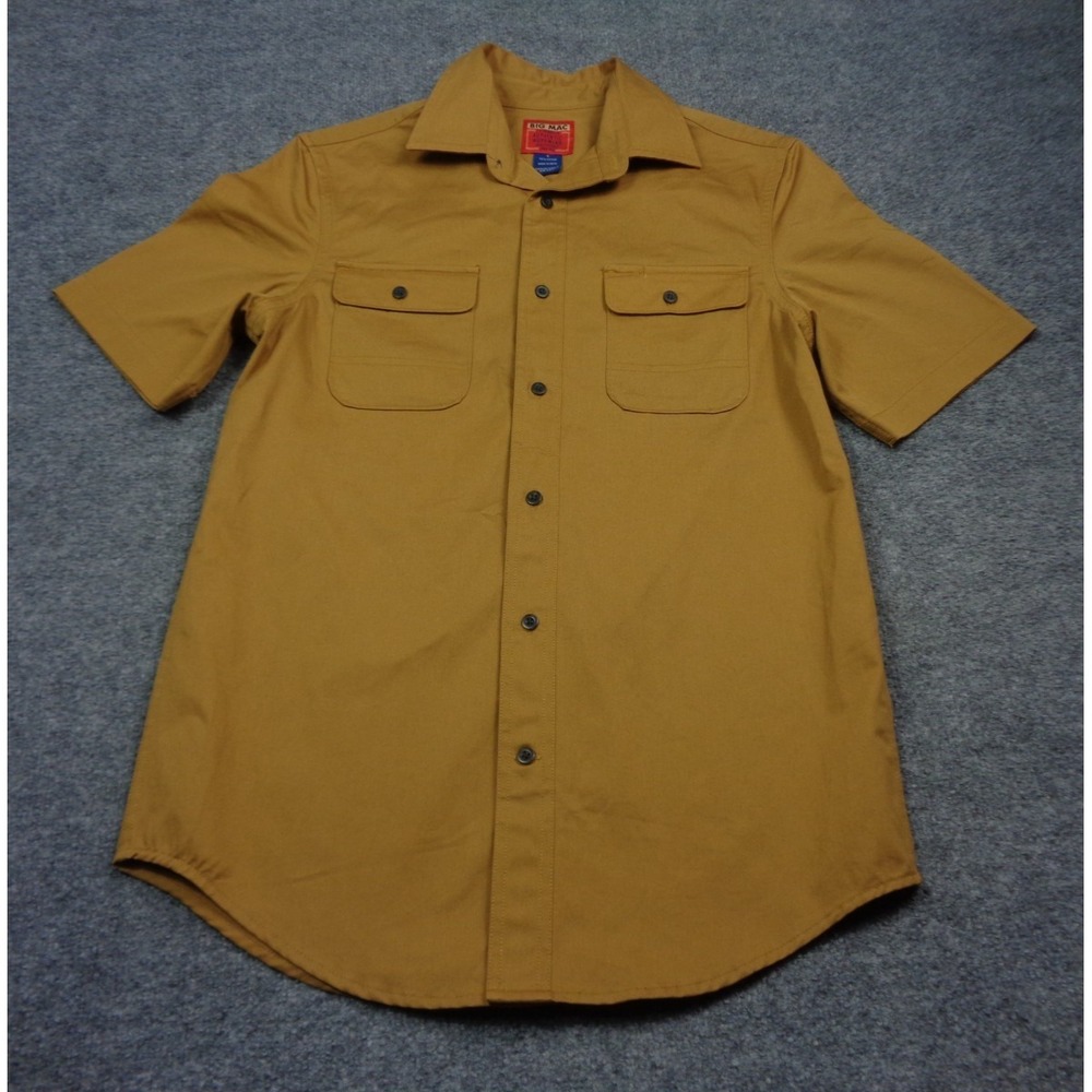 Vtg Big Mac Shirt Mens S Tan Short Sleeve Button Up Work USA Made Mechanic